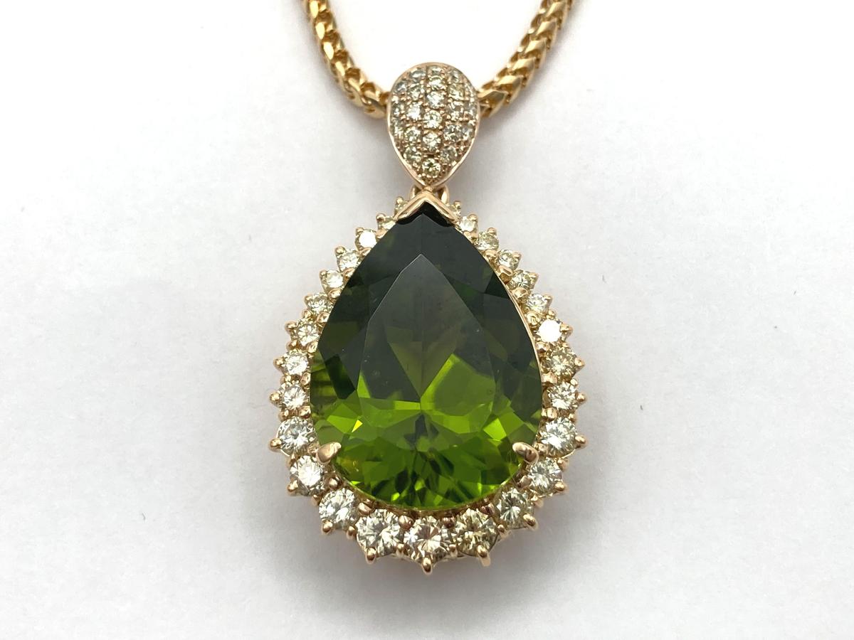 ペリドット17.14 K18/18KT FD 1.55 27.2g 44cm		