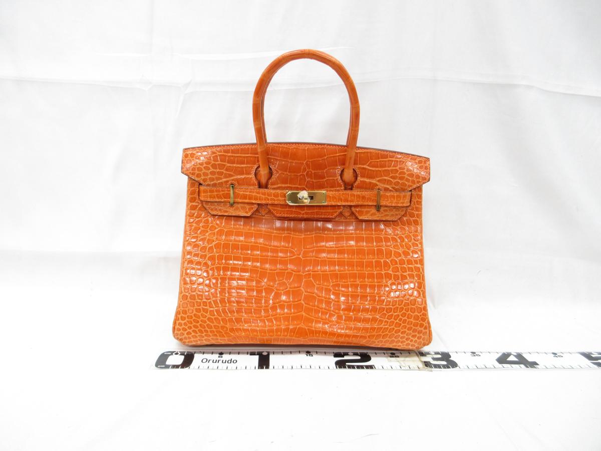 バーキン30 Ｇ金具 ポロサス オレンジ